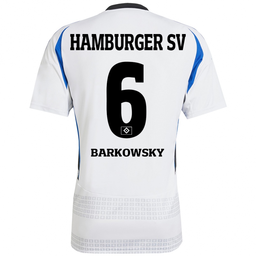 Niño Camiseta Finn Barkowsky #6 Blanco Azul 1ª Equipación 2024/25 La Camisa Argentina