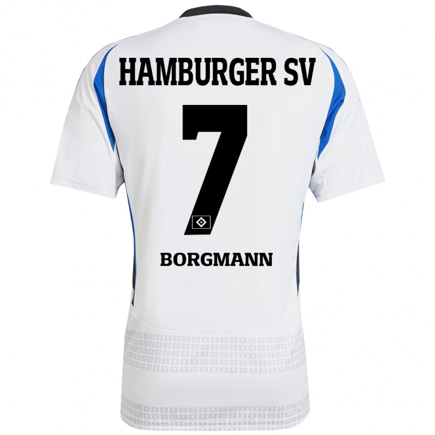 Niño Camiseta Marcus Borgmann #7 Blanco Azul 1ª Equipación 2024/25 La Camisa Argentina