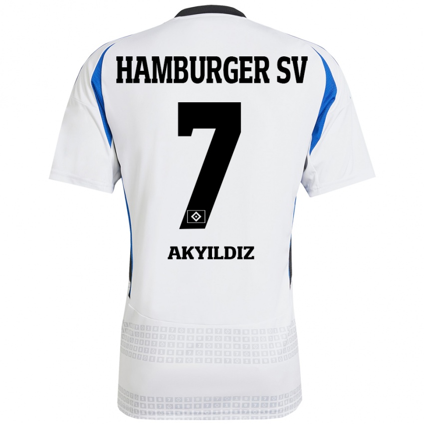 Niño Camiseta Liam Akyildiz #7 Blanco Azul 1ª Equipación 2024/25 La Camisa Argentina