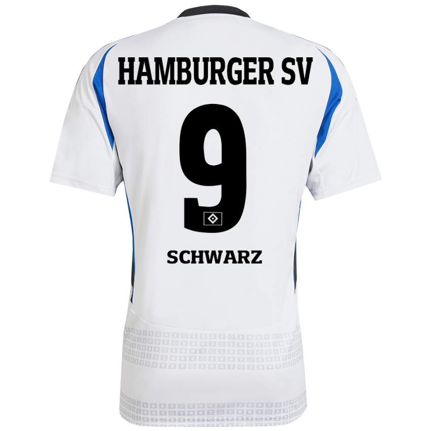 Niño Camiseta Rafael Schwarz #9 Blanco Azul 1ª Equipación 2024/25 La Camisa Argentina