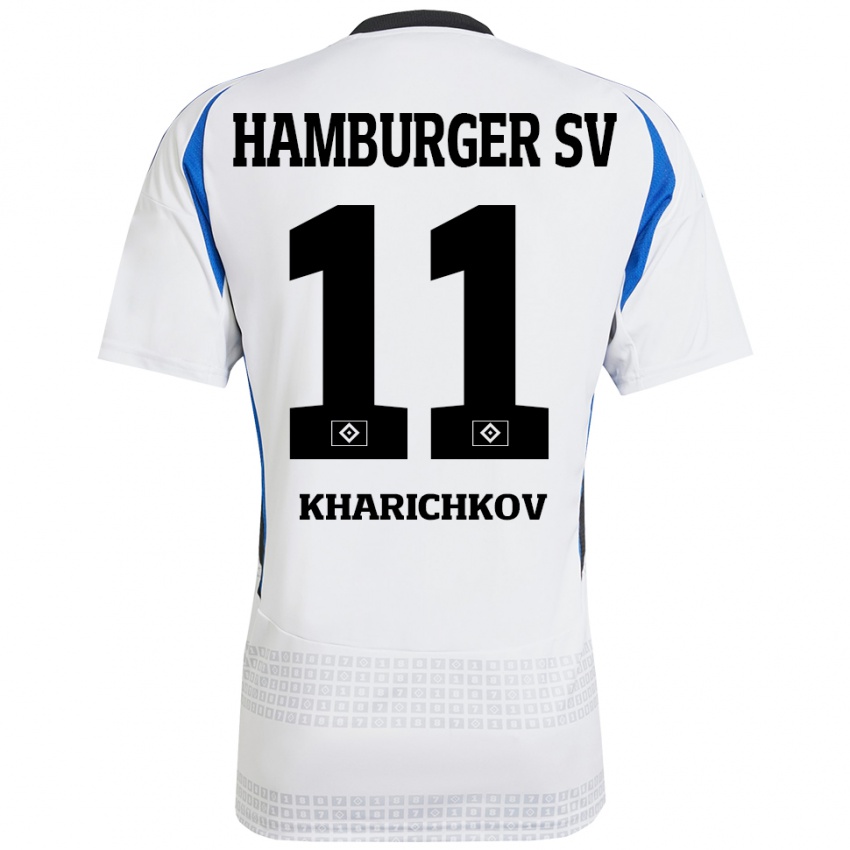 Niño Camiseta Valentyn Kharichkov #11 Blanco Azul 1ª Equipación 2024/25 La Camisa Argentina