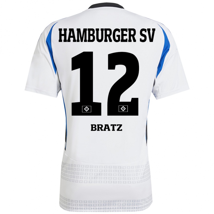 Niño Camiseta Julian Brätz #12 Blanco Azul 1ª Equipación 2024/25 La Camisa Argentina