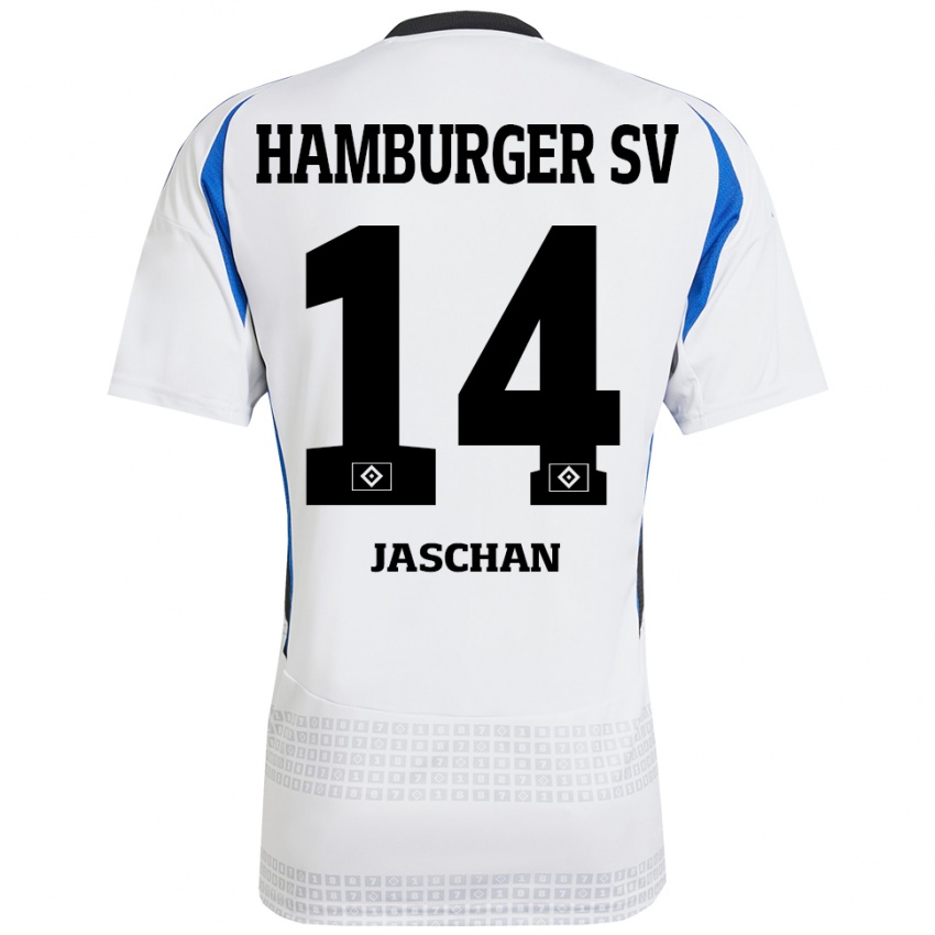 Niño Camiseta Endrik Jaschan #14 Blanco Azul 1ª Equipación 2024/25 La Camisa Argentina