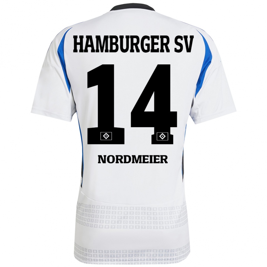 Niño Camiseta Quentin Nordmeier #14 Blanco Azul 1ª Equipación 2024/25 La Camisa Argentina