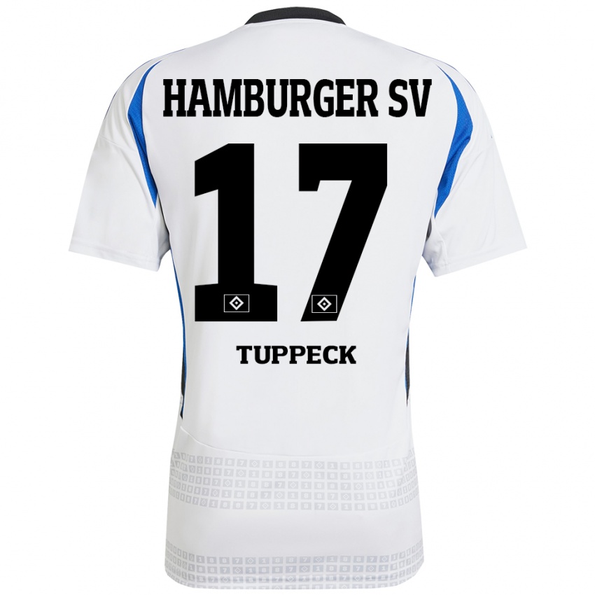 Niño Camiseta Niklas Tuppeck #17 Blanco Azul 1ª Equipación 2024/25 La Camisa Argentina