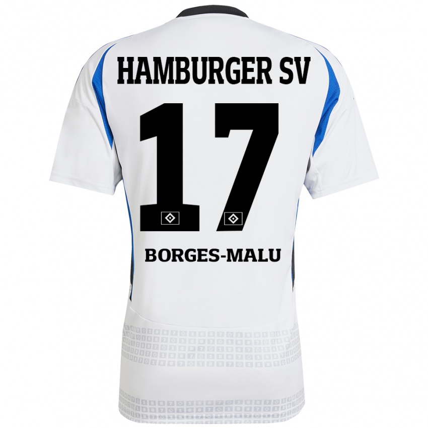 Niño Camiseta Louis Borges-Malu #17 Blanco Azul 1ª Equipación 2024/25 La Camisa Argentina