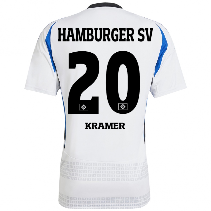 Niño Camiseta Timon Kramer #20 Blanco Azul 1ª Equipación 2024/25 La Camisa Argentina