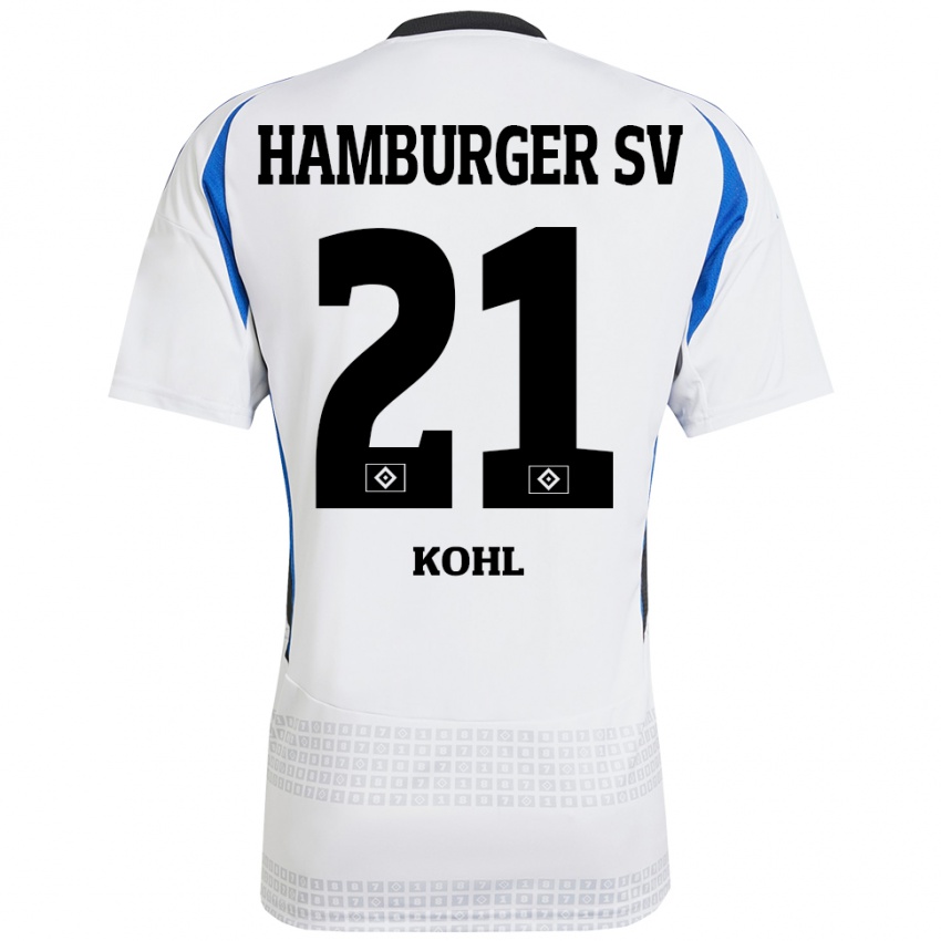 Niño Camiseta Ohene Köhl #21 Blanco Azul 1ª Equipación 2024/25 La Camisa Argentina