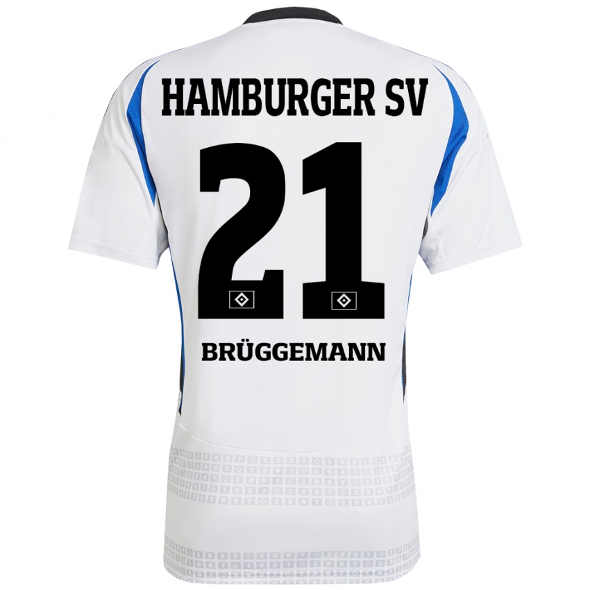 Niño Camiseta William Brüggemann #21 Blanco Azul 1ª Equipación 2024/25 La Camisa Argentina