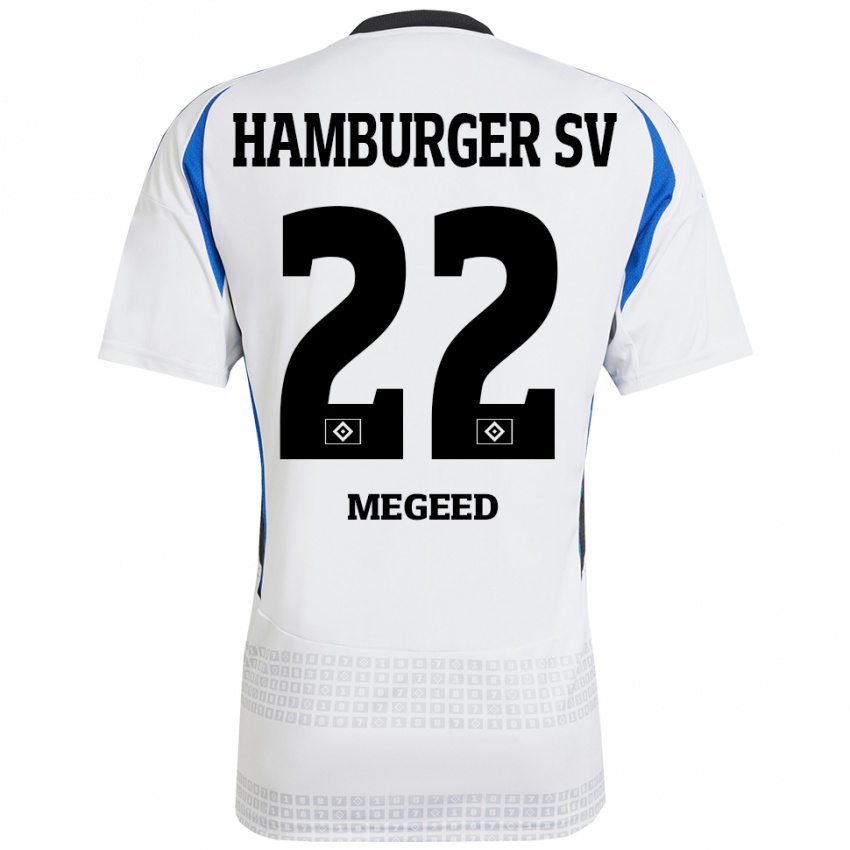 Niño Camiseta Omar Megeed #22 Blanco Azul 1ª Equipación 2024/25 La Camisa Argentina