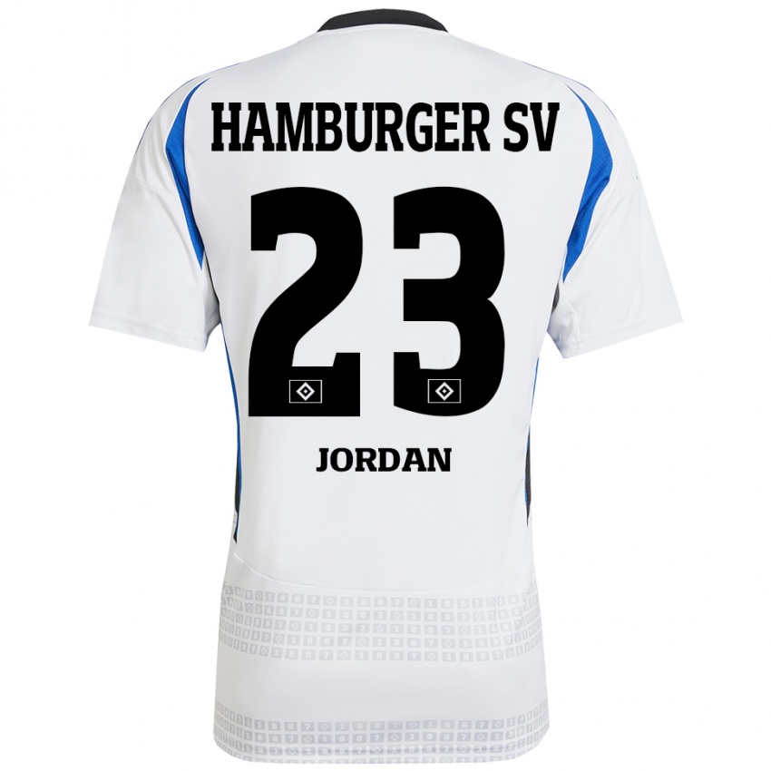 Niño Camiseta Dominik Jordan #23 Blanco Azul 1ª Equipación 2024/25 La Camisa Argentina