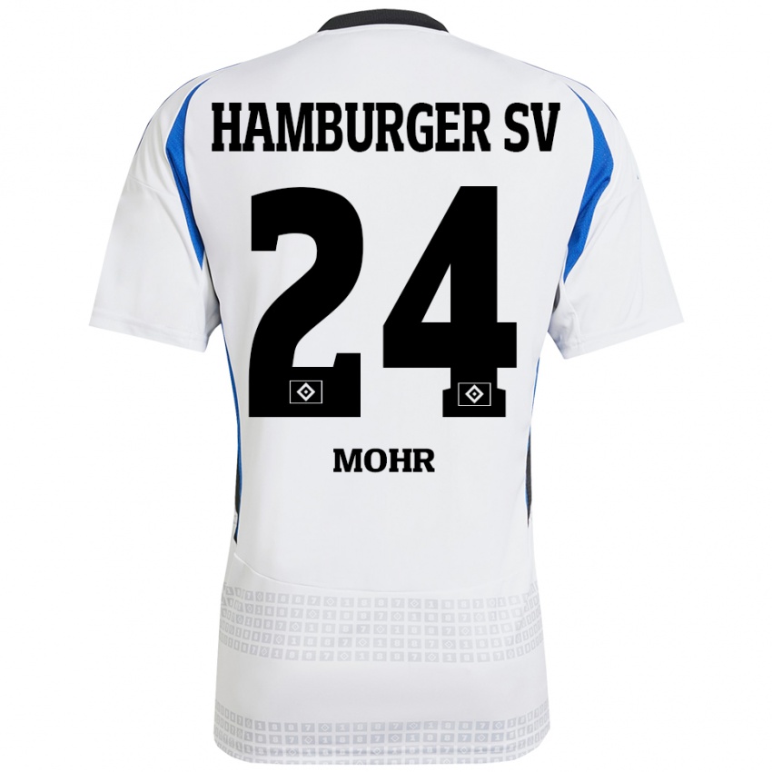 Niño Camiseta Jannik Mohr #24 Blanco Azul 1ª Equipación 2024/25 La Camisa Argentina