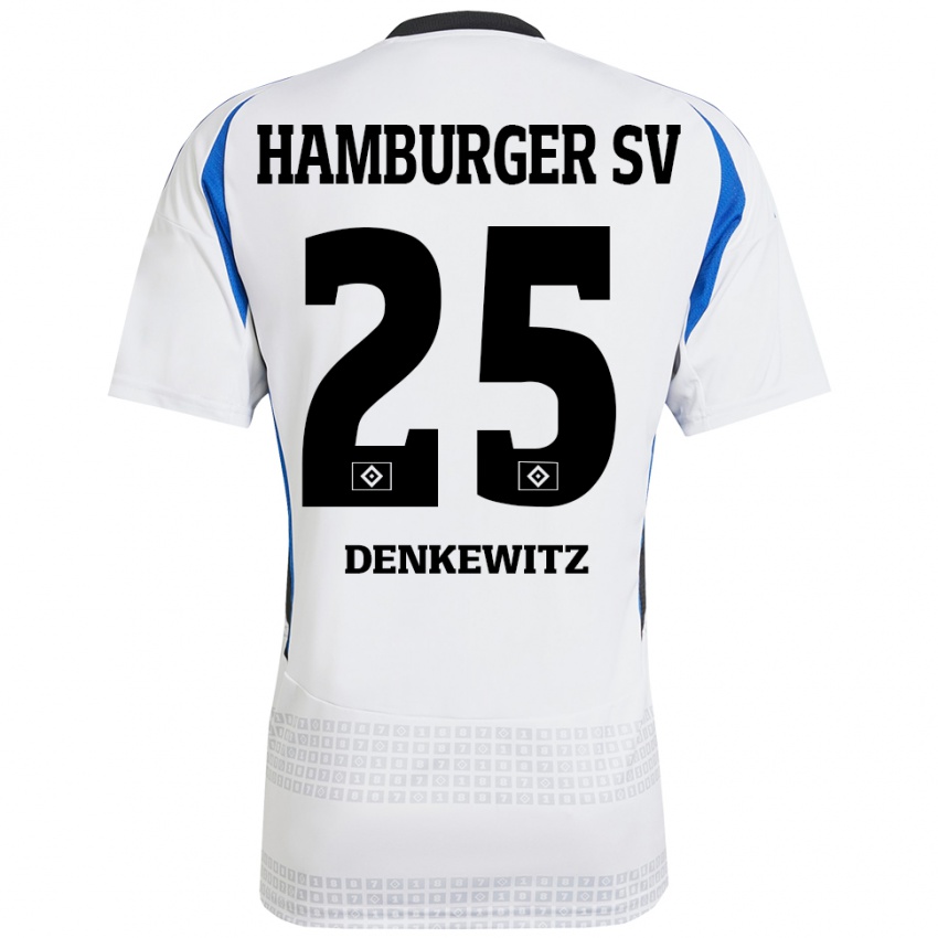 Niño Camiseta Nick Denkewitz #25 Blanco Azul 1ª Equipación 2024/25 La Camisa Argentina