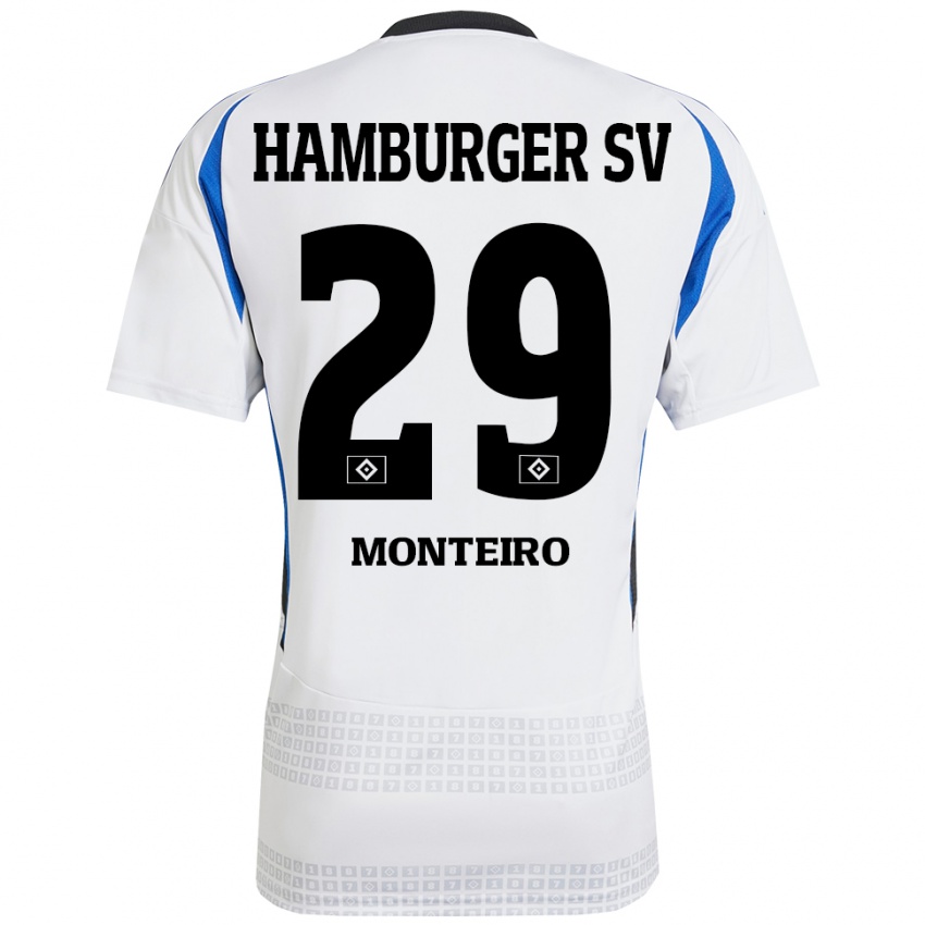 Niño Camiseta Alfa Monteiro #29 Blanco Azul 1ª Equipación 2024/25 La Camisa Argentina