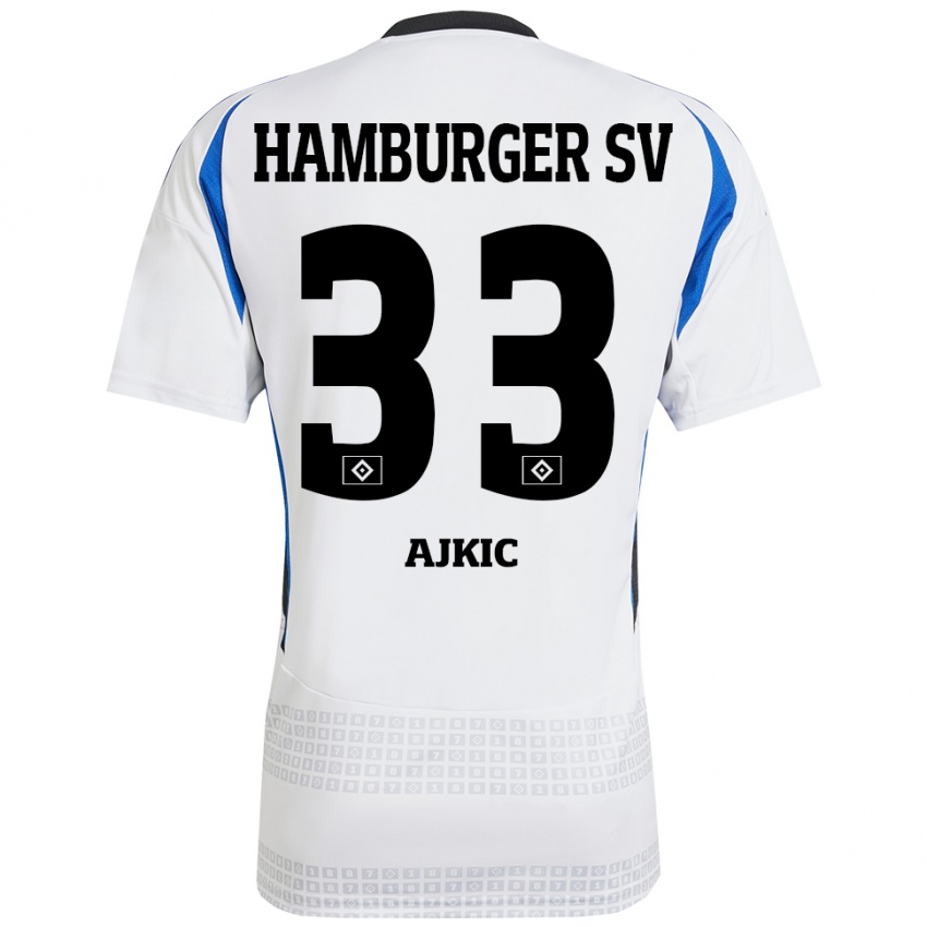 Niño Camiseta Selim Ajkic #33 Blanco Azul 1ª Equipación 2024/25 La Camisa Argentina