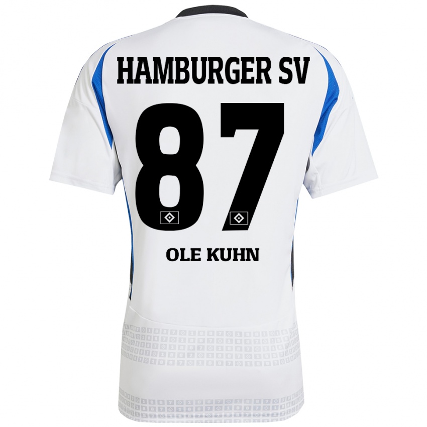 Niño Camiseta Niklas Ole Kühn #87 Blanco Azul 1ª Equipación 2024/25 La Camisa Argentina