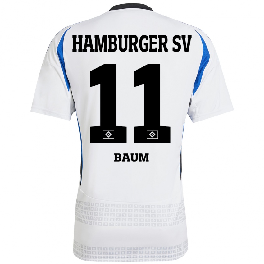 Niño Camiseta Lisa Baum #11 Blanco Azul 1ª Equipación 2024/25 La Camisa Argentina