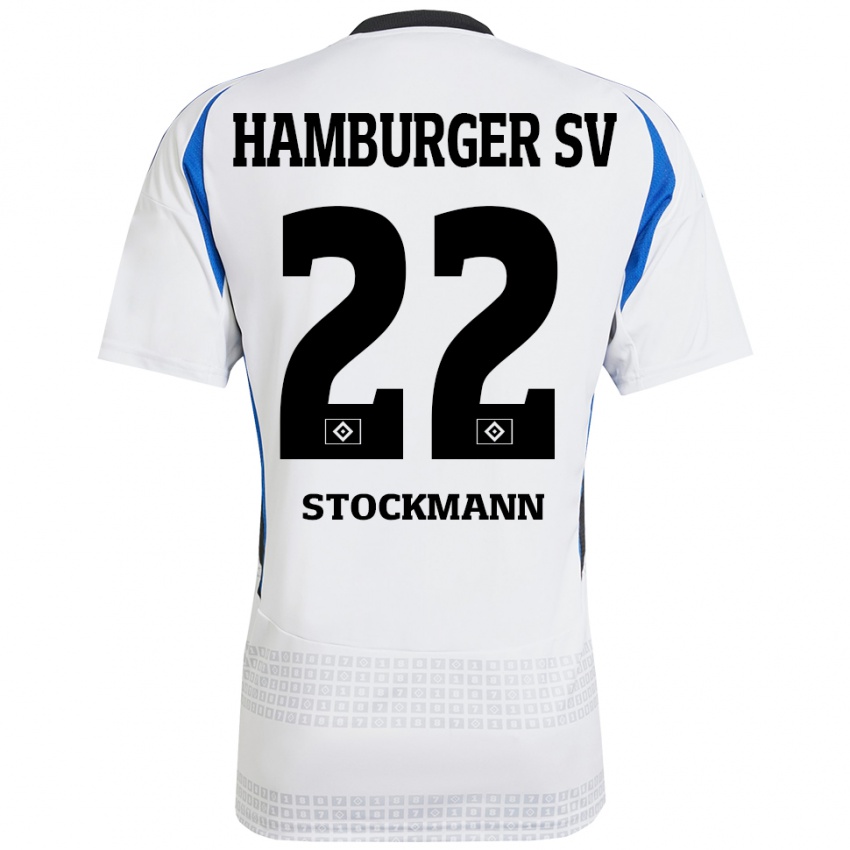 Niño Camiseta Sarah Stöckmann #22 Blanco Azul 1ª Equipación 2024/25 La Camisa Argentina