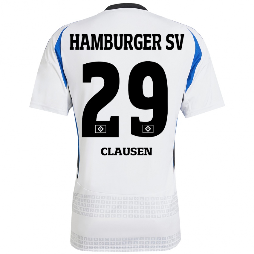 Niño Camiseta Lina Clausen #29 Blanco Azul 1ª Equipación 2024/25 La Camisa Argentina