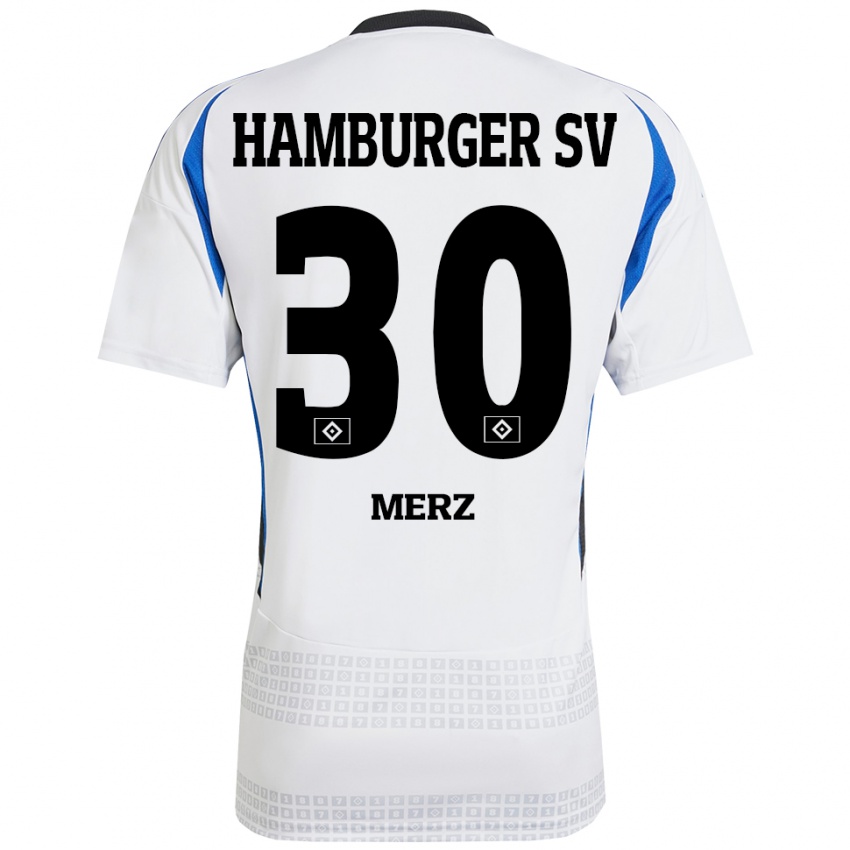 Niño Camiseta Selma Merz #30 Blanco Azul 1ª Equipación 2024/25 La Camisa Argentina