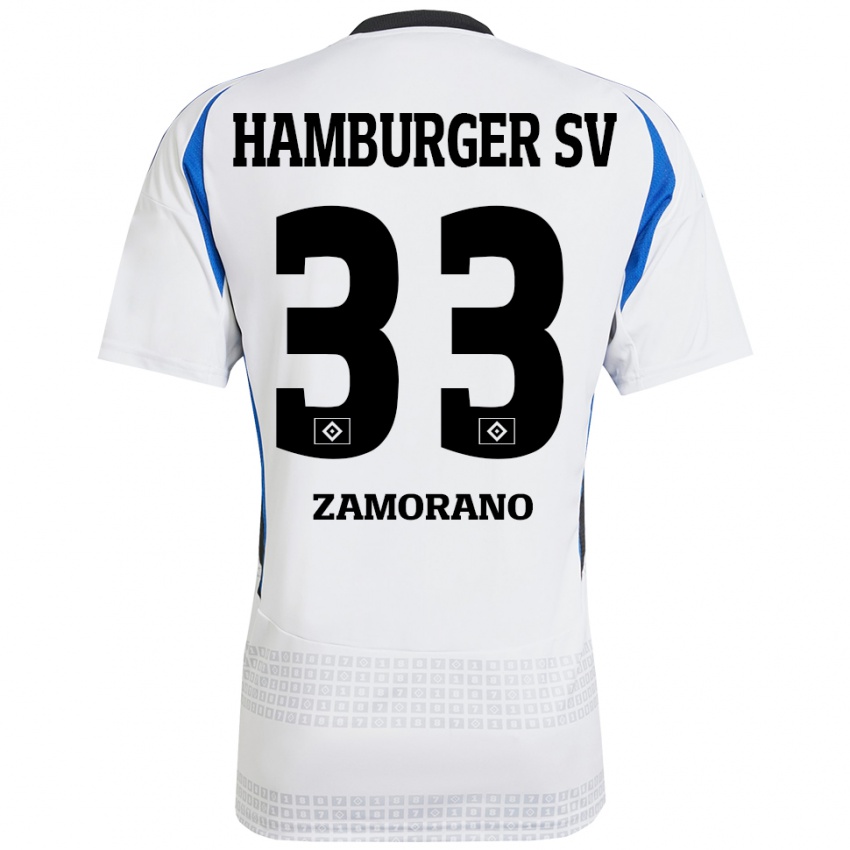 Niño Camiseta Jolina Zamorano #33 Blanco Azul 1ª Equipación 2024/25 La Camisa Argentina