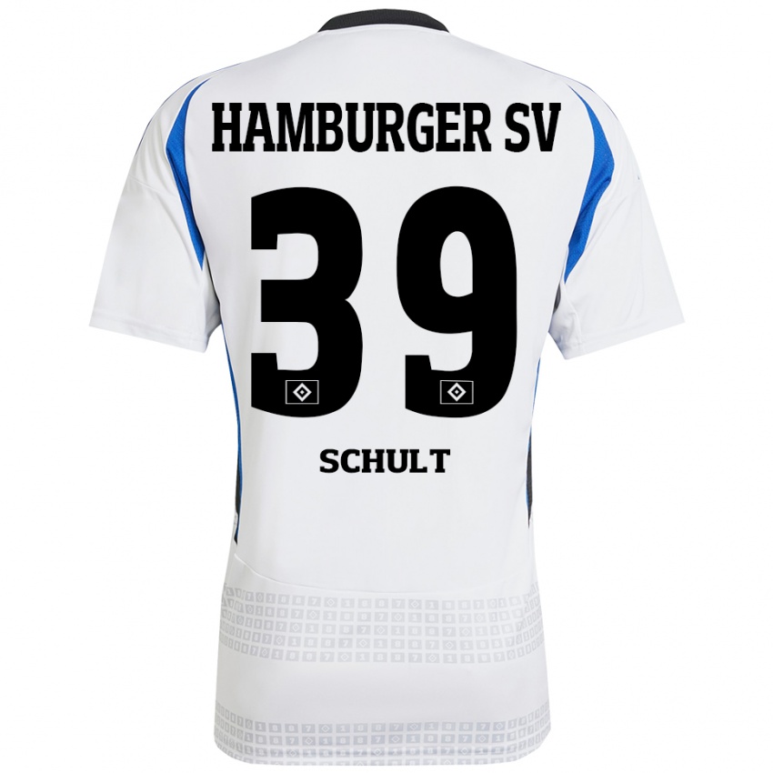 Niño Camiseta Almuth Schult #39 Blanco Azul 1ª Equipación 2024/25 La Camisa Argentina