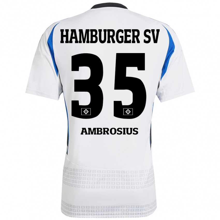 Niño Camiseta Stephan Ambrosius #35 Blanco Azul 1ª Equipación 2024/25 La Camisa Argentina