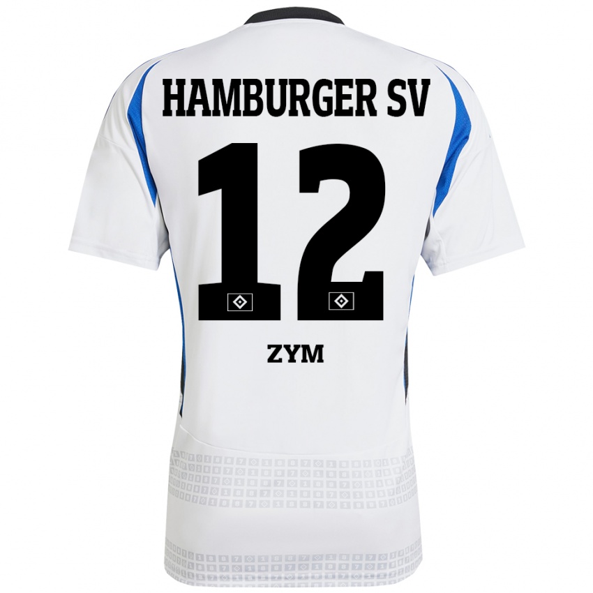 Niño Camiseta Marcel Zym #12 Blanco Azul 1ª Equipación 2024/25 La Camisa Argentina