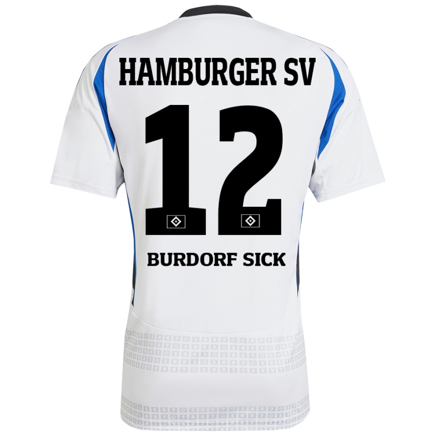 Niño Camiseta Emma Burdorf-Sick #12 Blanco Azul 1ª Equipación 2024/25 La Camisa Argentina