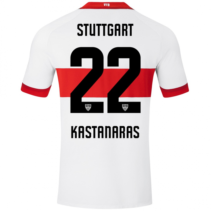 Niño Camiseta Thomas Kastanaras #22 Blanco Rojo 1ª Equipación 2024/25 La Camisa Argentina