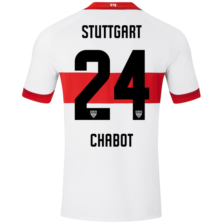 Niño Camiseta Jeff Chabot #24 Blanco Rojo 1ª Equipación 2024/25 La Camisa Argentina