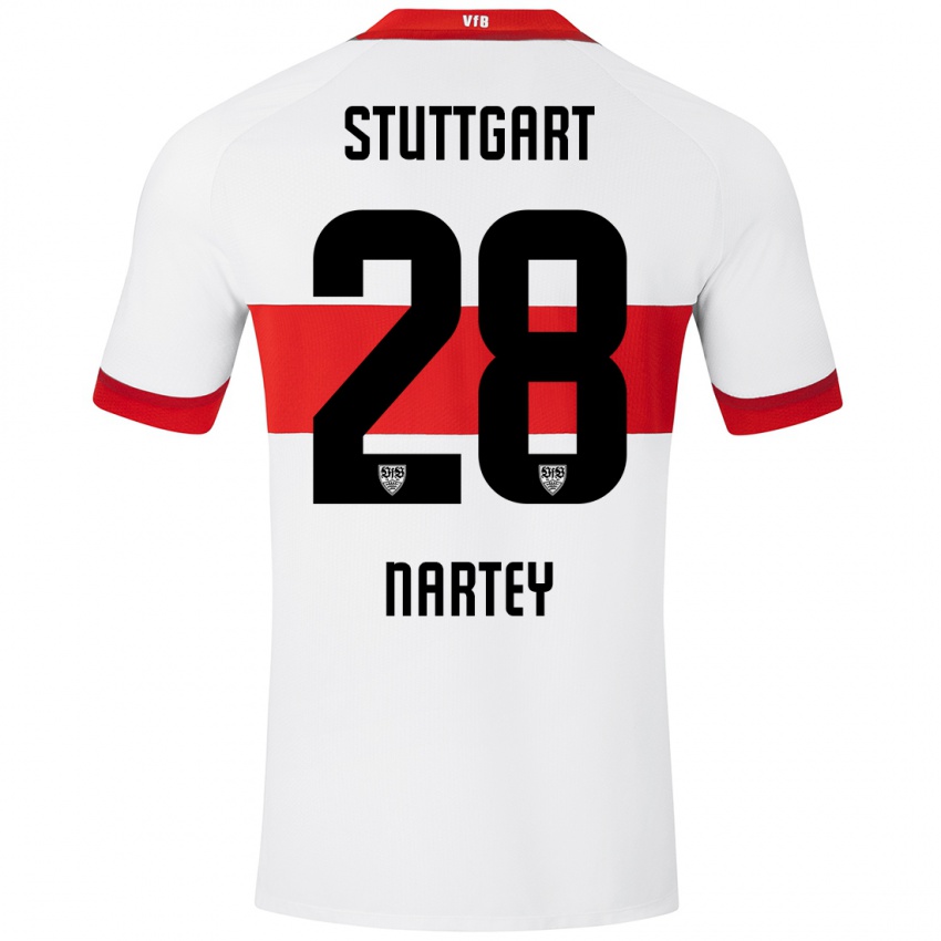 Niño Camiseta Nikolas Nartey #28 Blanco Rojo 1ª Equipación 2024/25 La Camisa Argentina