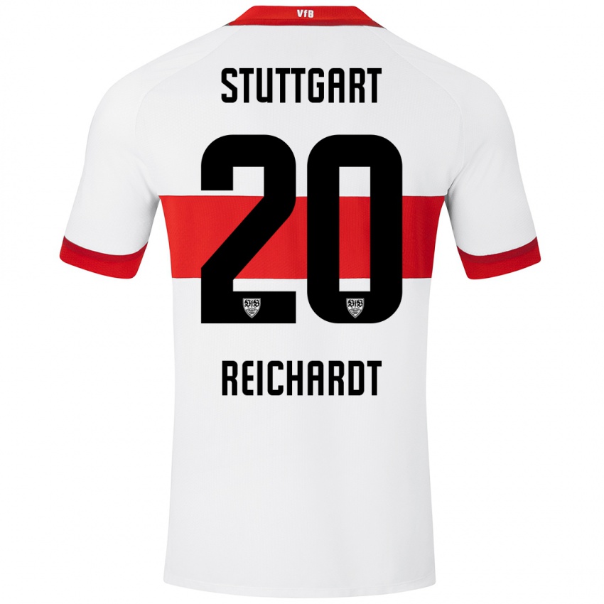 Niño Camiseta Leon Reichardt #20 Blanco Rojo 1ª Equipación 2024/25 La Camisa Argentina