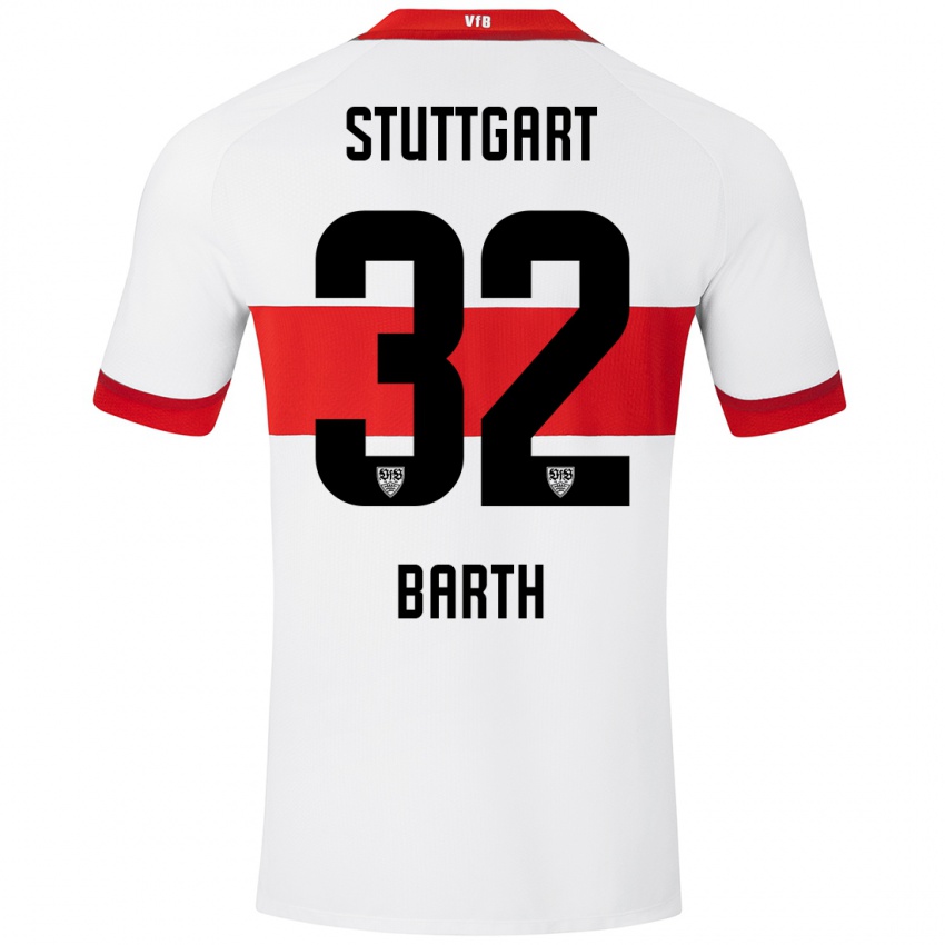 Niño Camiseta Tom Barth #32 Blanco Rojo 1ª Equipación 2024/25 La Camisa Argentina