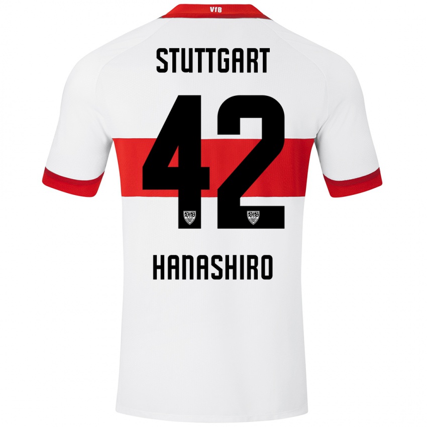 Niño Camiseta Rinto Hanashiro #42 Blanco Rojo 1ª Equipación 2024/25 La Camisa Argentina