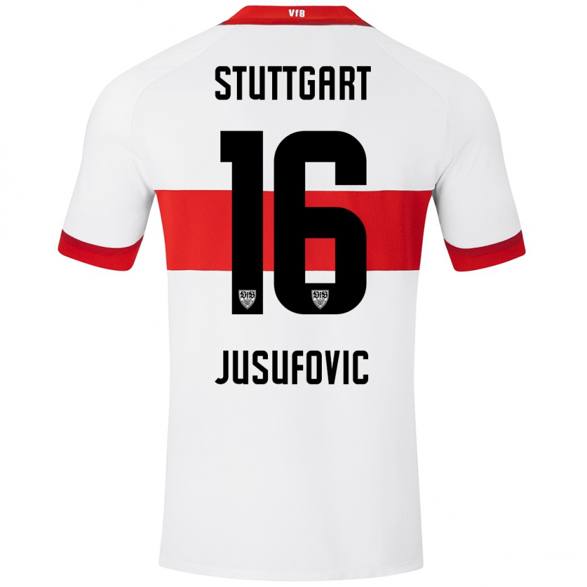 Niño Camiseta Farah Jusufović #16 Blanco Rojo 1ª Equipación 2024/25 La Camisa Argentina