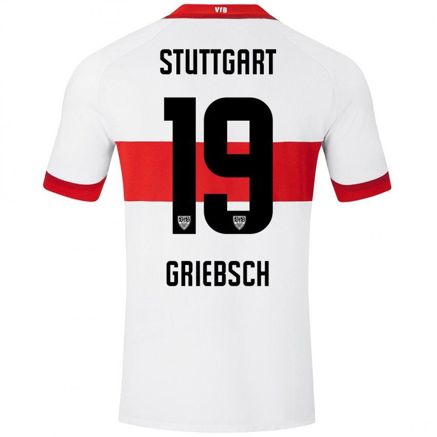 Niño Camiseta Lukas Griebsch #19 Blanco Rojo 1ª Equipación 2024/25 La Camisa Argentina