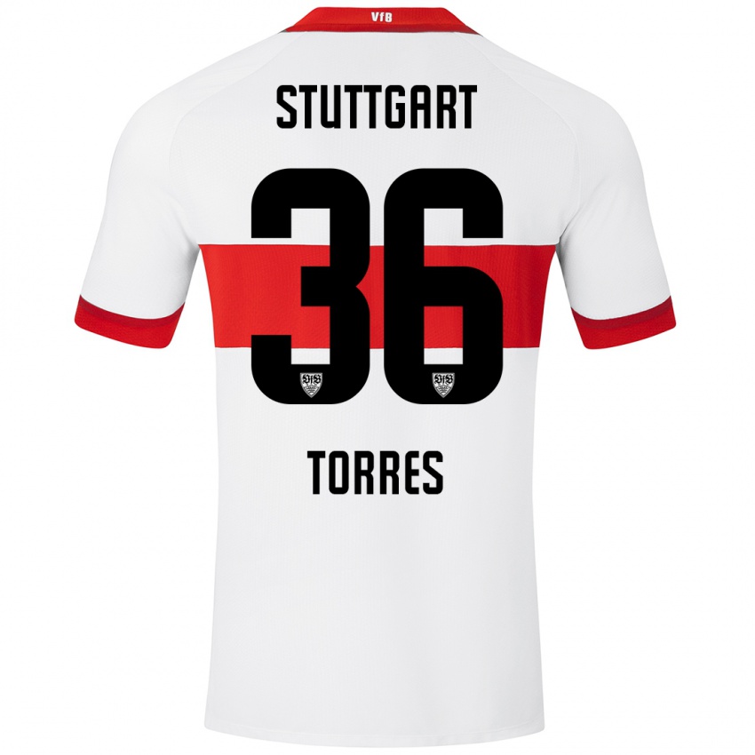 Niño Camiseta Yohann Torres #36 Blanco Rojo 1ª Equipación 2024/25 La Camisa Argentina