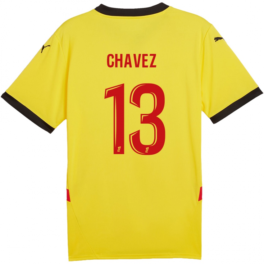 Niño Camiseta Jhoanner Chávez #13 Amarillo Rojo 1ª Equipación 2024/25 La Camisa Argentina