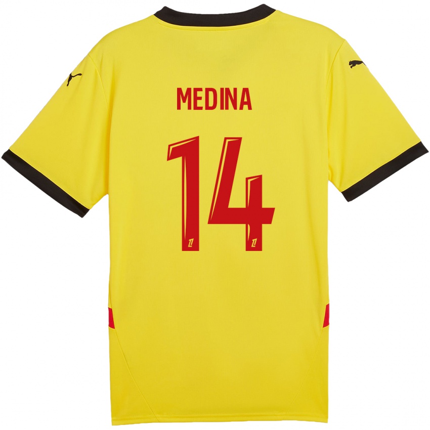 Niño Camiseta Facundo Medina #14 Amarillo Rojo 1ª Equipación 2024/25 La Camisa Argentina