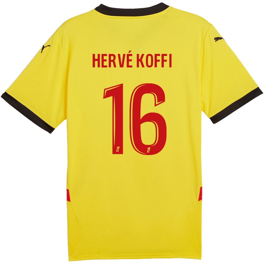 Niño Camiseta Hervé Koffi #16 Amarillo Rojo 1ª Equipación 2024/25 La Camisa Argentina