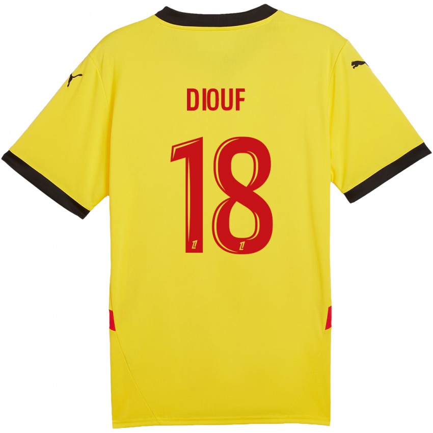 Niño Camiseta Andy Diouf #18 Amarillo Rojo 1ª Equipación 2024/25 La Camisa Argentina