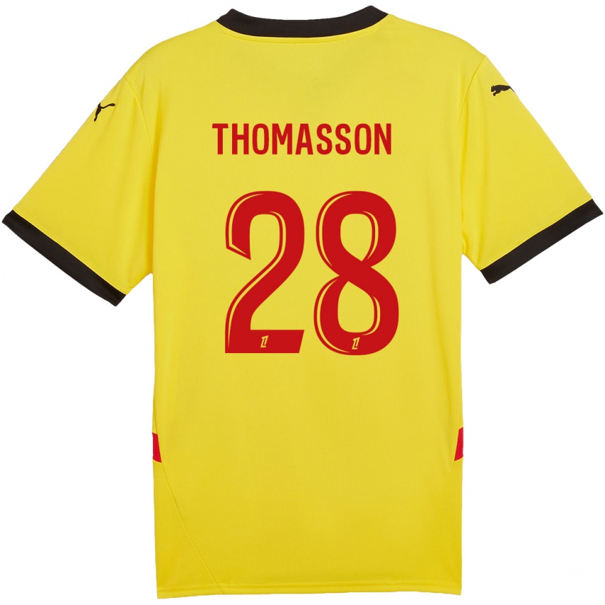 Niño Camiseta Adrien Thomasson #28 Amarillo Rojo 1ª Equipación 2024/25 La Camisa Argentina