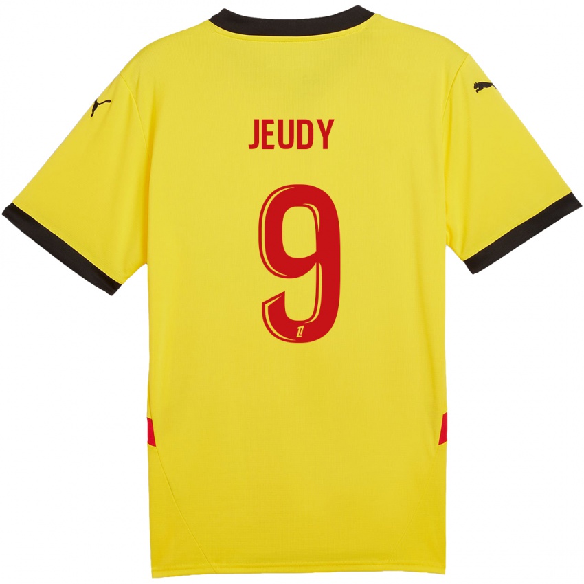 Niño Camiseta Sherly Jeudy #9 Amarillo Rojo 1ª Equipación 2024/25 La Camisa Argentina