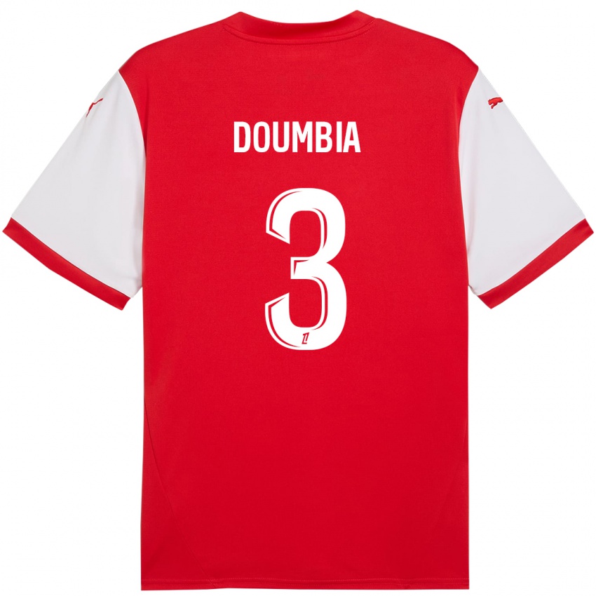 Niño Camiseta Kamory Doumbia #3 Rojo Blanco 1ª Equipación 2024/25 La Camisa Argentina