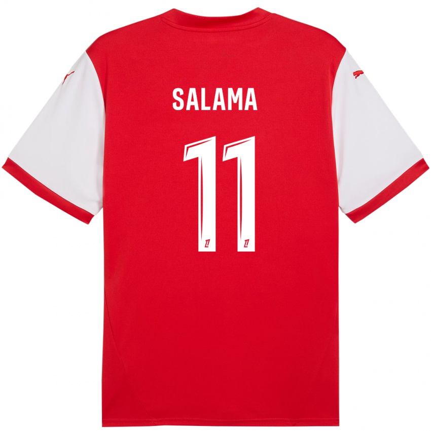 Niño Camiseta Amine Salama #11 Rojo Blanco 1ª Equipación 2024/25 La Camisa Argentina