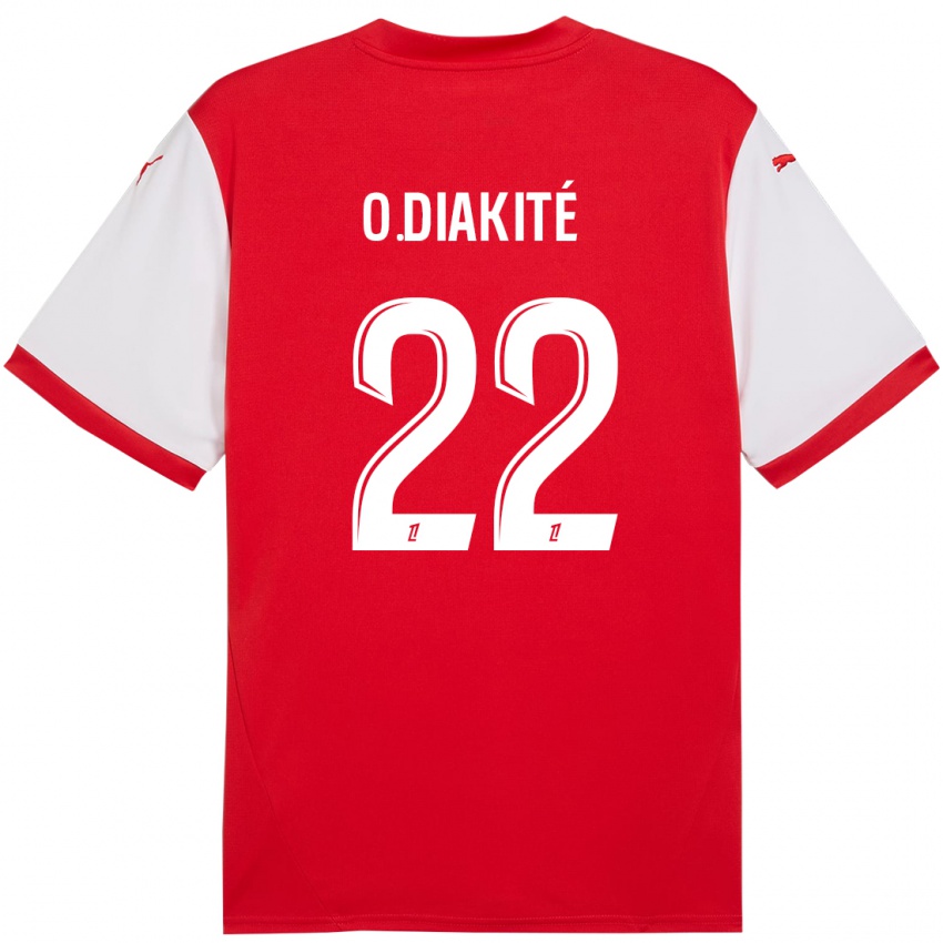 Niño Camiseta Oumar Diakité #22 Rojo Blanco 1ª Equipación 2024/25 La Camisa Argentina