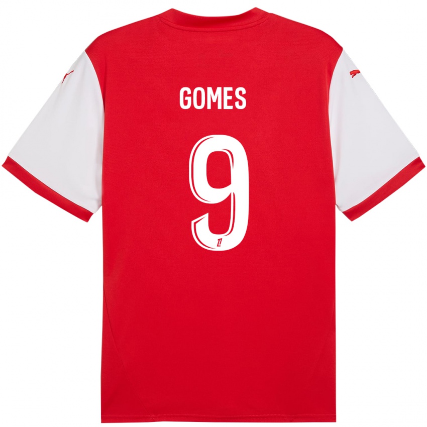 Niño Camiseta Mélissa Gomes #9 Rojo Blanco 1ª Equipación 2024/25 La Camisa Argentina