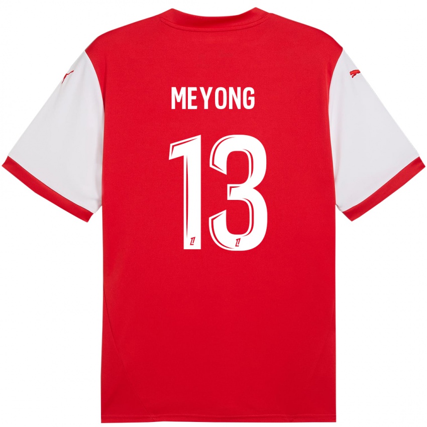 Niño Camiseta Charlène Meyong #13 Rojo Blanco 1ª Equipación 2024/25 La Camisa Argentina