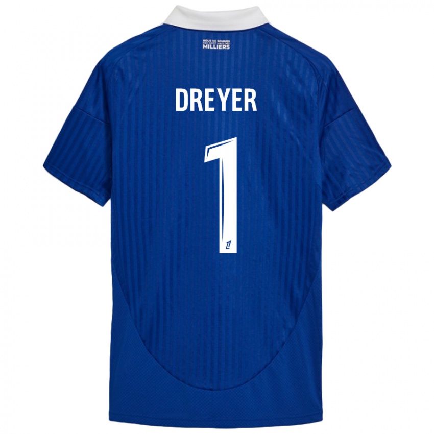 Niño Camiseta Matthieu Dreyer #1 Azul Blanco 1ª Equipación 2024/25 La Camisa Argentina